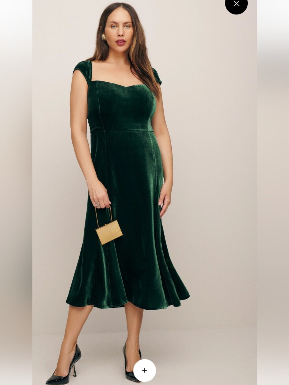 Reformation ES Emerald Green Velvet Midi Holiday Party Dress